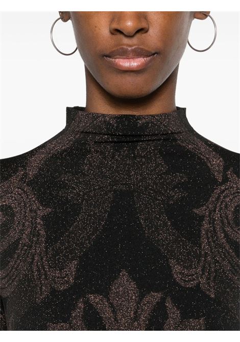 Black and bronze floral-jacquard metallic bodysuit Wolford x etro - women WOLFORD X ETRO | 771148098